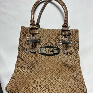 Guess Brown Patterned Shoulder Bag